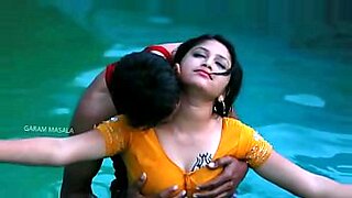 Hot and steamy scene of Mamatha and her boyfriend in the middle of the swimming pool.