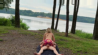 Public pussyfucking hardcore sex with a natural tits blonde outdoors.