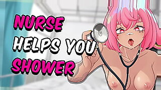 Nurse gives a very sensual shower massage.