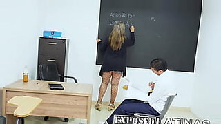 Curvy Latina teacher gives class.