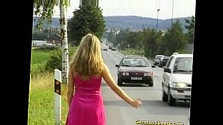 German blonde gets a double penetration surprise outdoors.